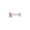 Mini Baguette Pink Sapphire Threaded Flat Back Earring | .5GMS .10CT | Single