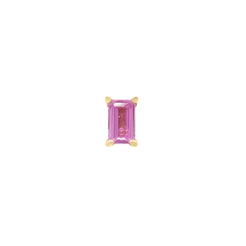 Mini Baguette Pink Sapphire Threaded Flat Back Earring | .5GMS .10CT | Single - Porter Lyons