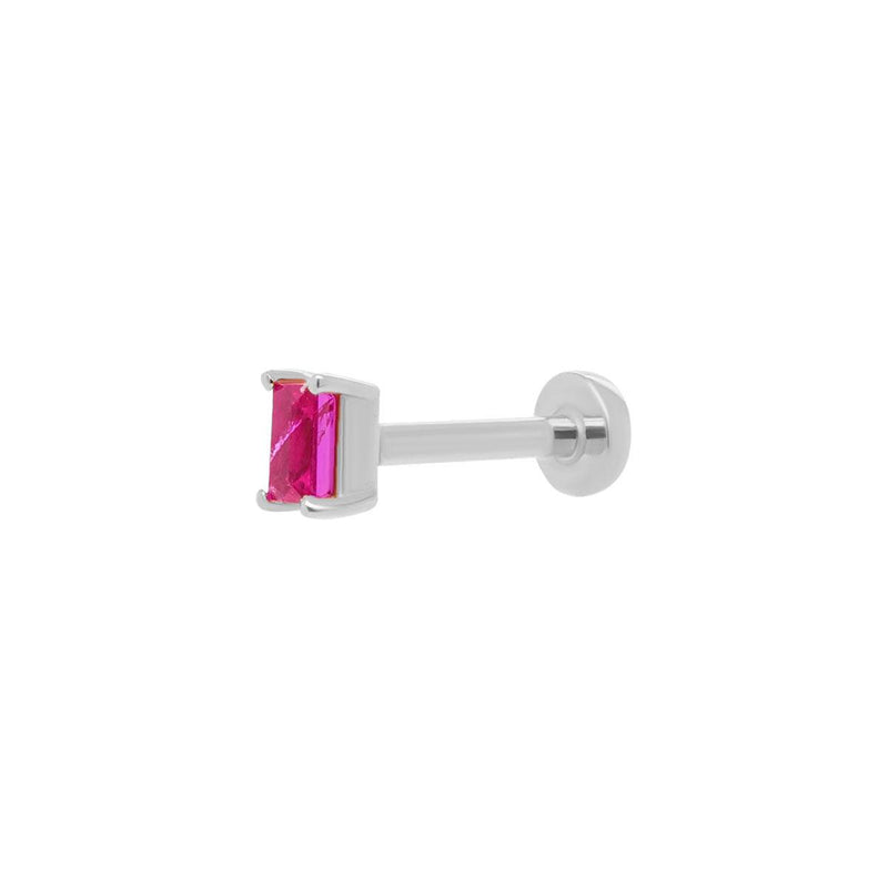 Mini Baguette Ruby Threaded Flat Back Earring | .25GMS .10CT | Single