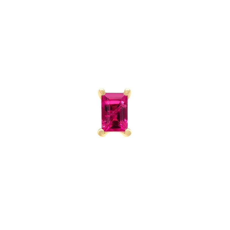 Mini Baguette Ruby Threaded Flat Back Earring | .25GMS .10CT | Single - Porter Lyons