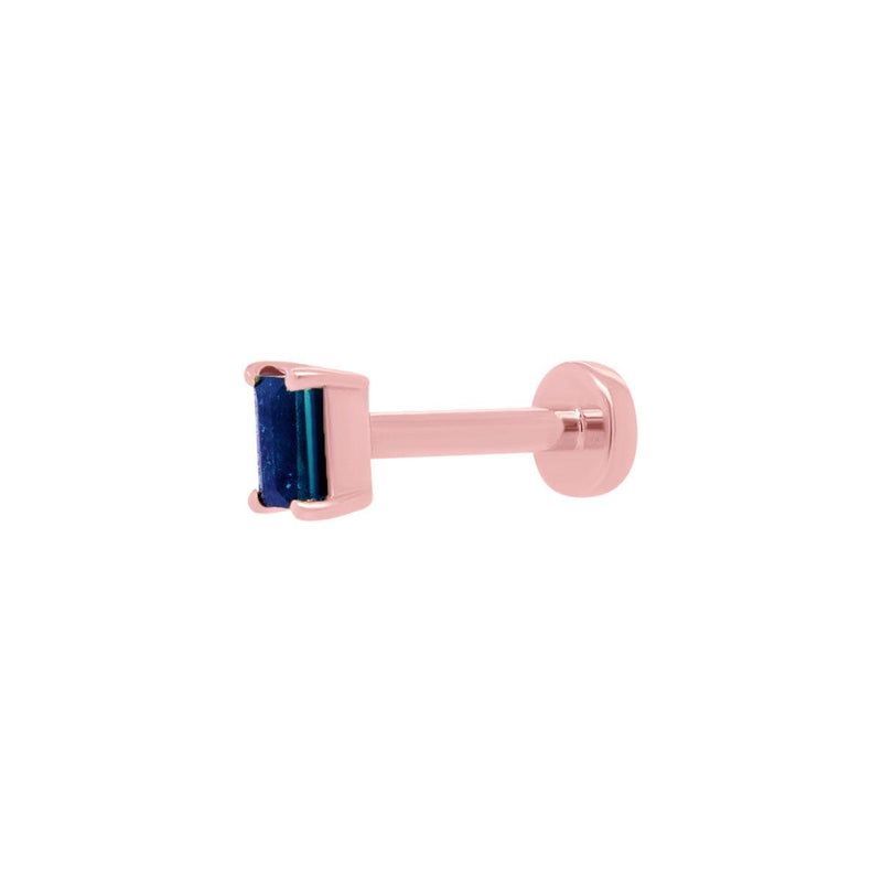 Mini Baguette Sapphire Threaded Flat Back Earring | .25GMS .10CT | Single - Porter Lyons