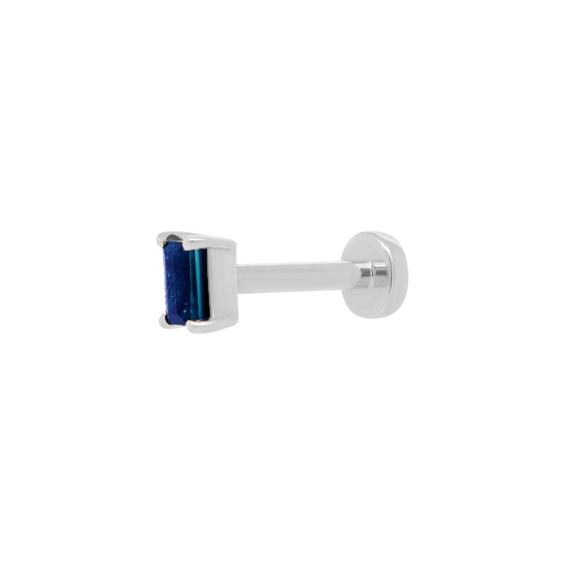 Mini Baguette Sapphire Threaded Flat Back Earring | .25GMS .10CT | Single - Porter Lyons