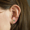 Mini Emerald Evil Eye Threaded Flat Back Earring | .8GMS .04CT | Single