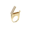 14K Yellow Gold Cypress Poison Ring with engravings and open diamond compartment