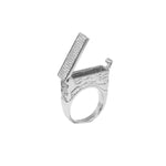 14K White Gold Cypress Poison Ring with open diamond compartment
