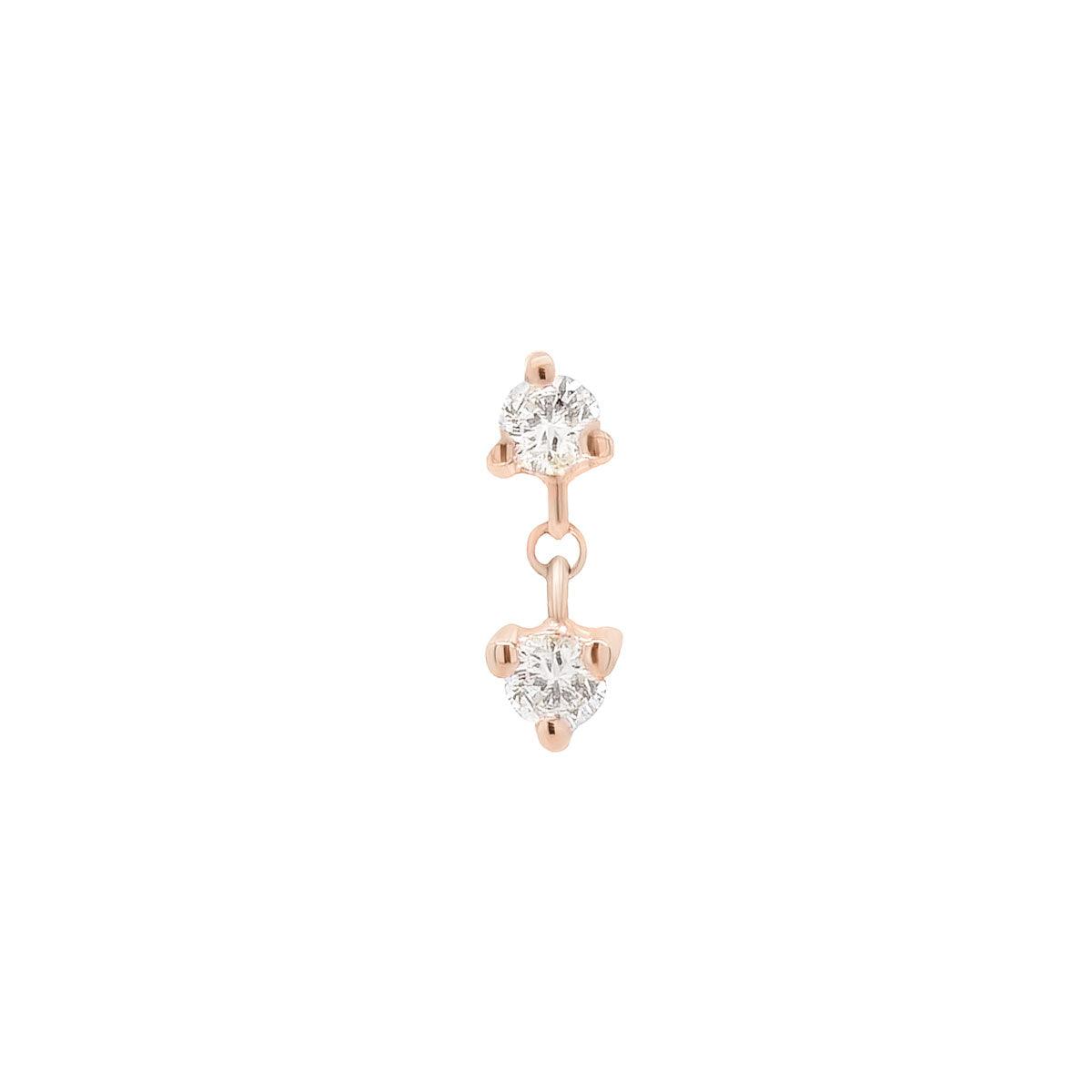 Double Diamond Drop Threaded Flat Back Earring | .25GMS .05CT | Single - Porter Lyons