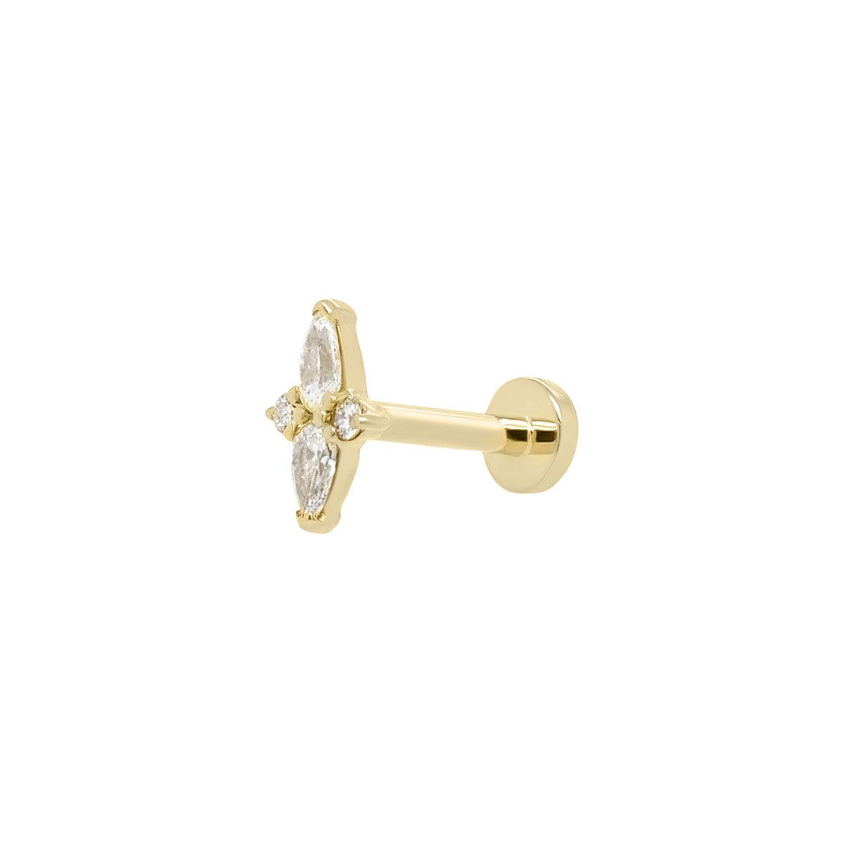 14K Gold Double Diamond Studs 14K Gold