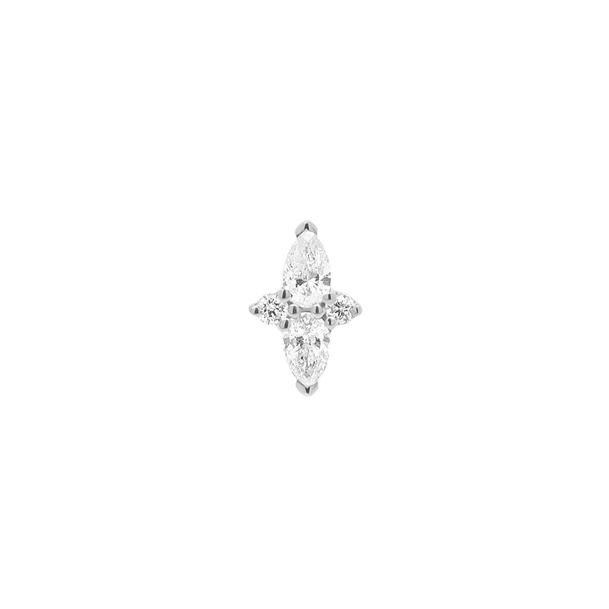 Double Diamond Pear Threaded Flat Back Earring | .3GMS .1CT | Single - Porter Lyons