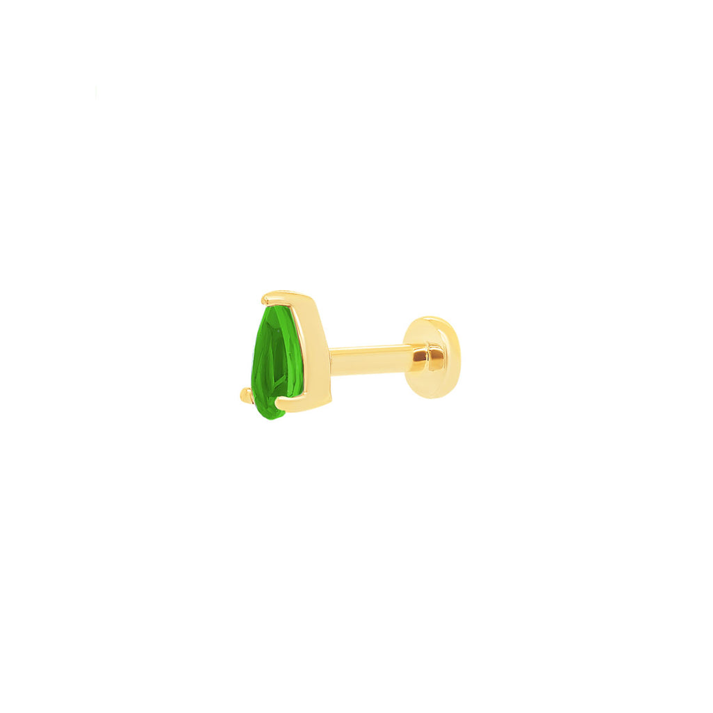 Emerald Pear Threaded Flat Back Earring | .25GMS .20CT | Single