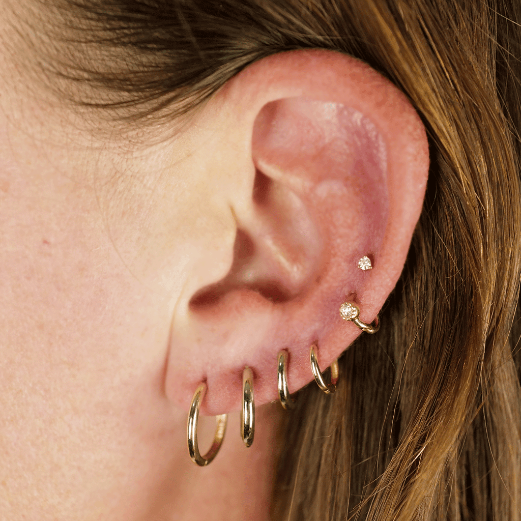 Second Hole Teeny Gold Huggie Clicker Earring – STONE AND STRAND