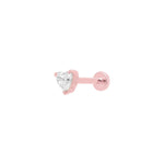 Mini Diamond Heart Threaded Flat Back Earring | .6GMS .3CT | Single