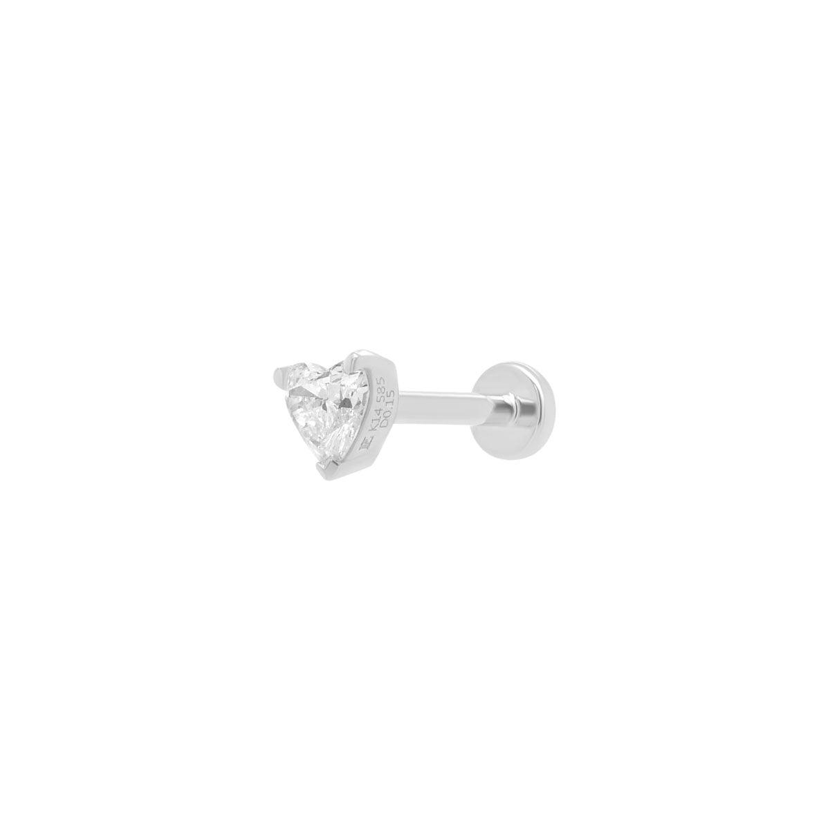 Mini Diamond Heart Threaded Flat Back Earring | .6GMS .3CT | Single - Porter Lyons