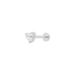 Mini Diamond Heart Threaded Flat Back Earring | .6GMS .3CT | Single - Porter Lyons