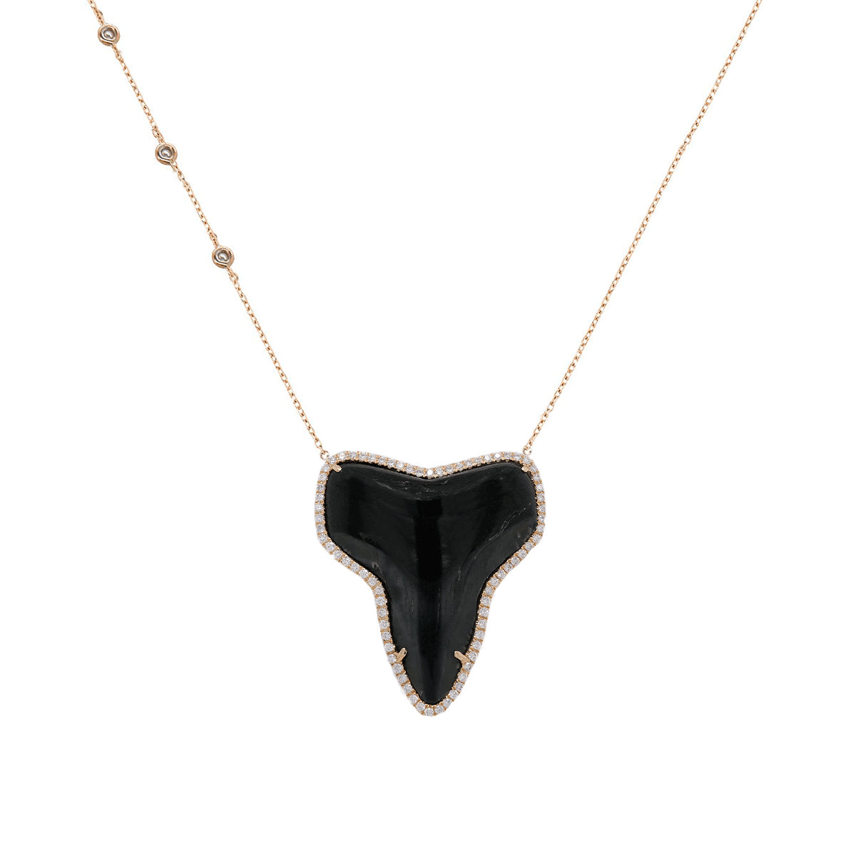 Megalodon Shark Tooth Necklace, Gold & Diamonds