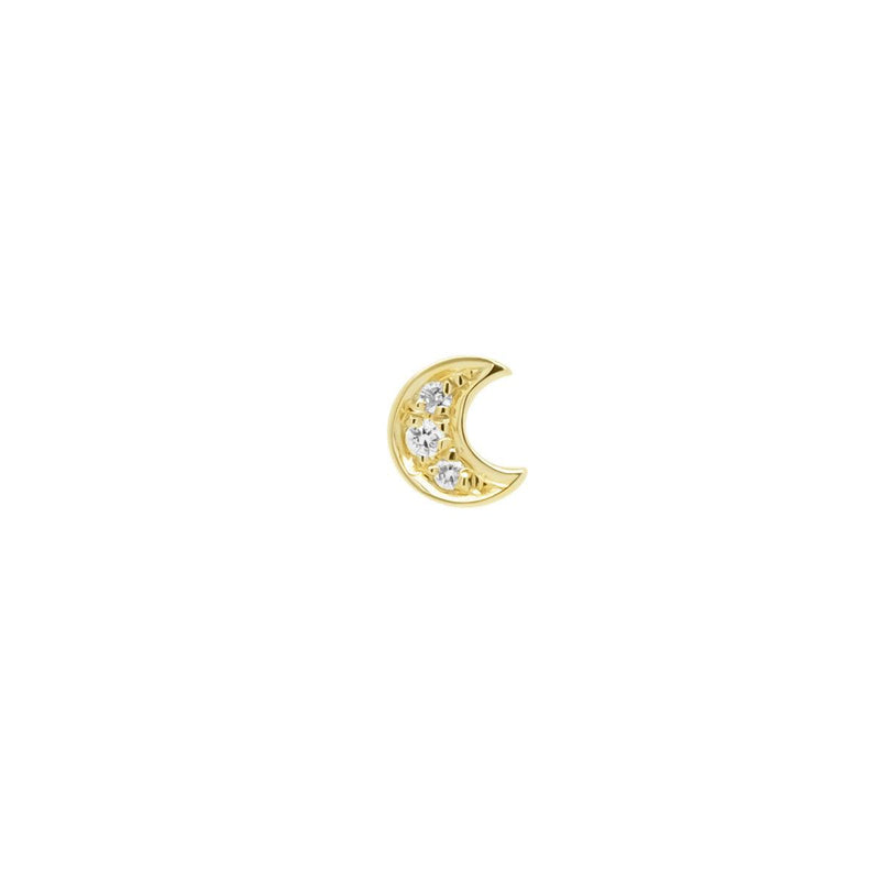 Mini Crescent Threaded Flat Back Earring | .5GMS .02CT | Single - Porter Lyons