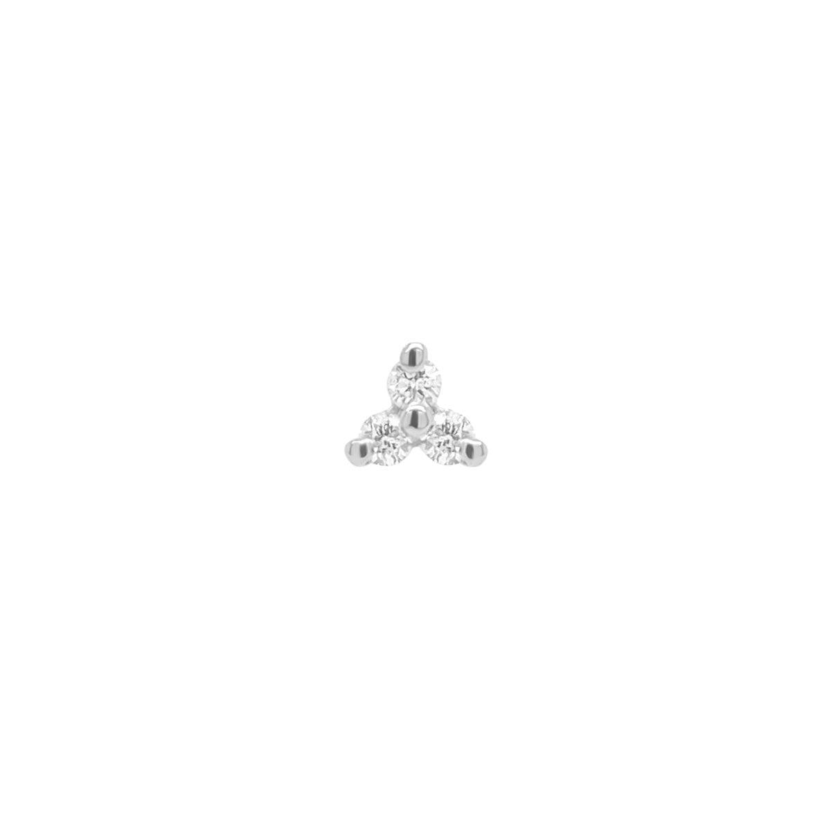 Mini Diamond Trio Threaded Flat Back Earring | .25GMS .02CT | Single - Porter Lyons