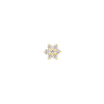 Mini Diamond Flower Threaded Flat Back Earring | .30GMS .03CT | Single