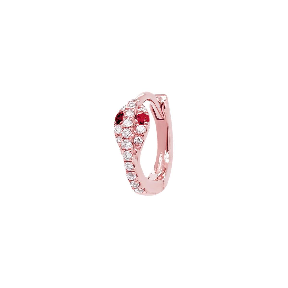 Mini Diamond Snake Huggie - Ruby Eyes | .6GMS .05CT | Single - Porter Lyons