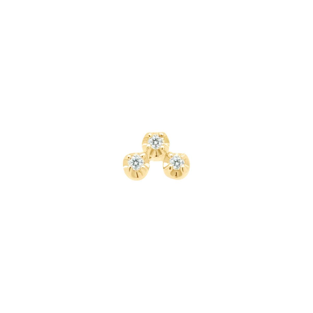 Mini Diamond Cluster Threaded Flat Back Earring | .5GMS .02CT | Single - Porter Lyons