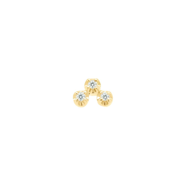 Mini Diamond Cluster Threaded Flat Back Earring | .5GMS .02ct | Single, Yellow Gold Diamond / 5mm