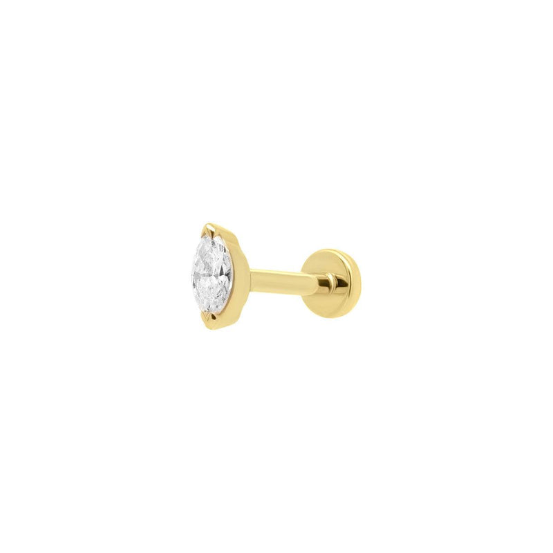 Mini Marquise Diamond Threaded Flat Back Earring | .58GMS .2CT | Single - Porter Lyons