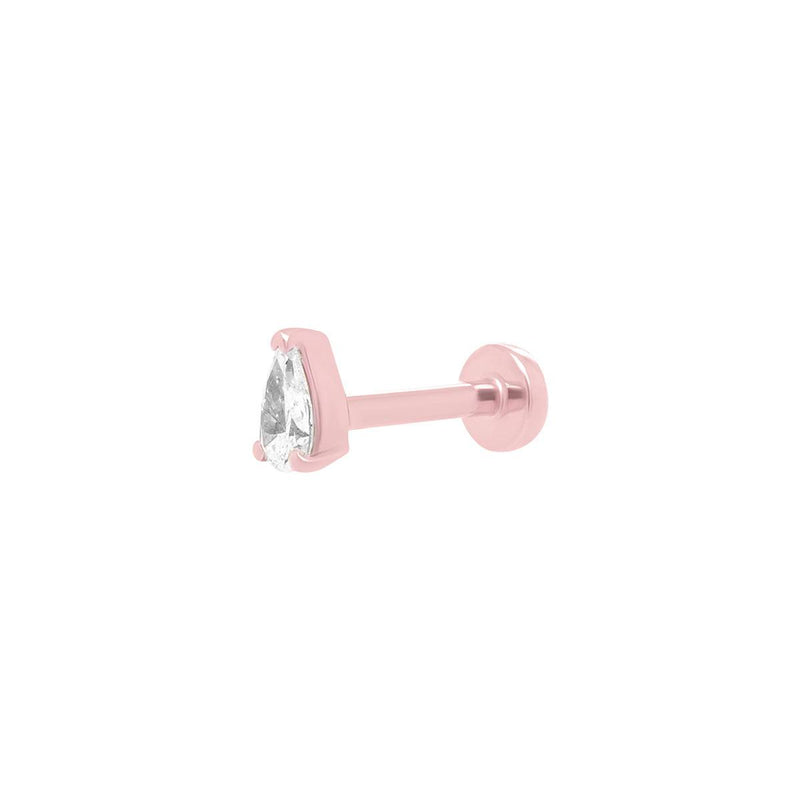 Mini Pear Diamond Threaded Flat Back Earring | .54GMS .2CT | Single - Porter Lyons