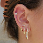 Mini Diamond Cluster Threaded Flat Back Earring | .5GMS .02CT | Single
