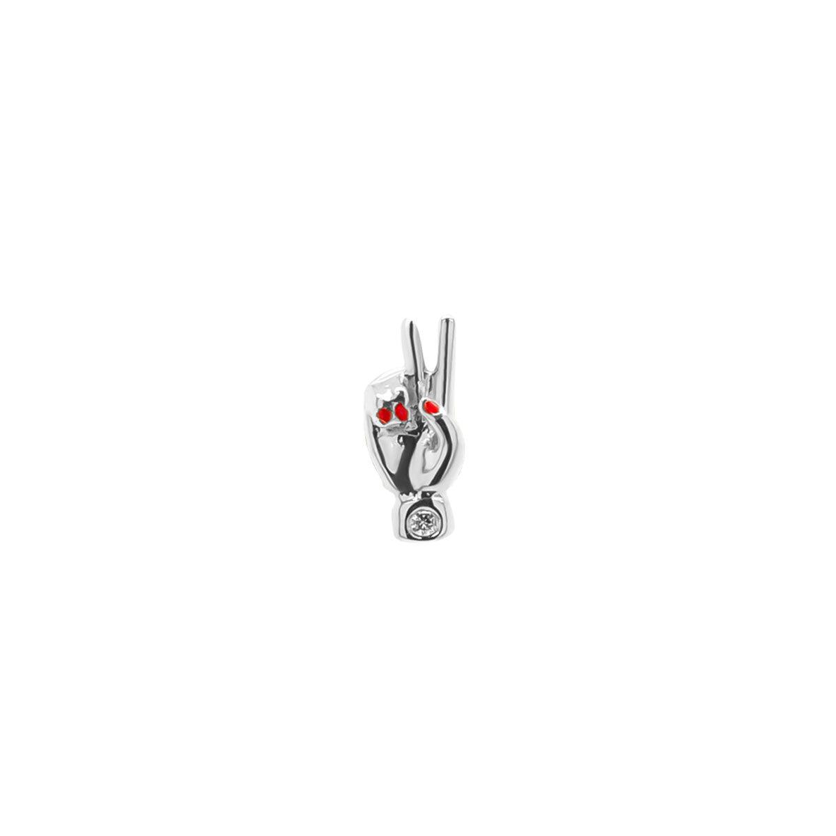 Peace Hand Threaded Flat Back Earring | .25GMS .01CT | Single - Porter Lyons