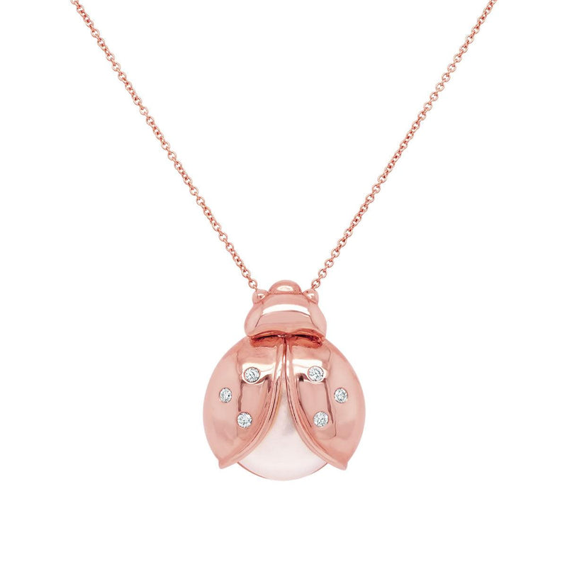 Pearl Lady Bug Necklace - Rose Gold | 5.5GMS .10CT - Porter Lyons