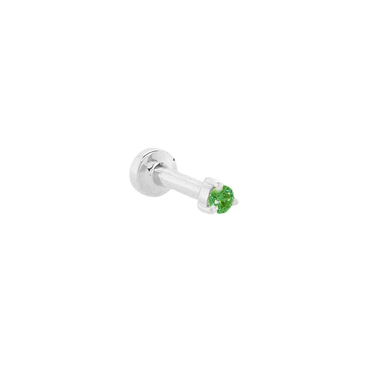 Petite Emerald Threaded Flat Back Earring | .40GMS .06CT | Single