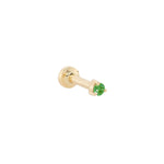 Petite Emerald Threaded Flat Back Earring | .40GMS .06CT | Single
