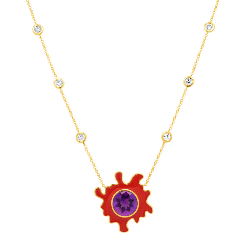 Psychedelic Solitaire Necklace | 4.6GMS 3.54CTW | Tomato