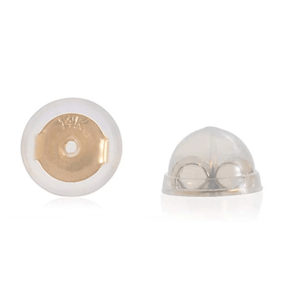 14k Yellow Gold and Silicone Earring Back Replacement Secure and Comfortable