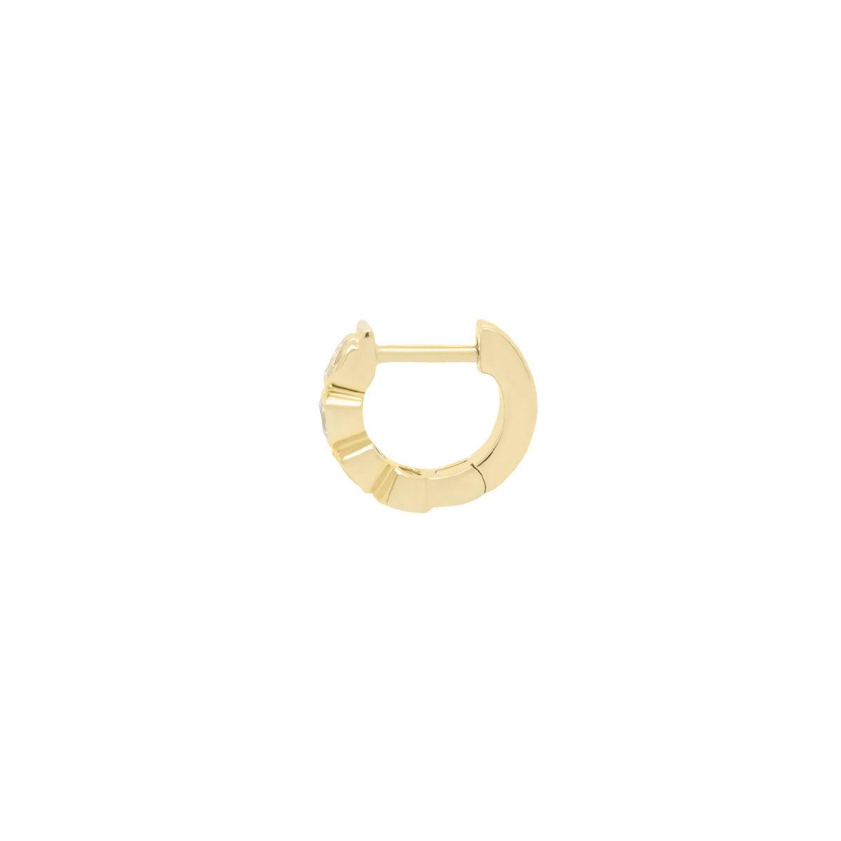 14K Diamond Shaker Hoop - Diamond Dropper Huggie Hoop Earring, Solid Gold Lobe Helix Rook Piercing Jewelry by Porter Lyons, Rose Gold Diamond